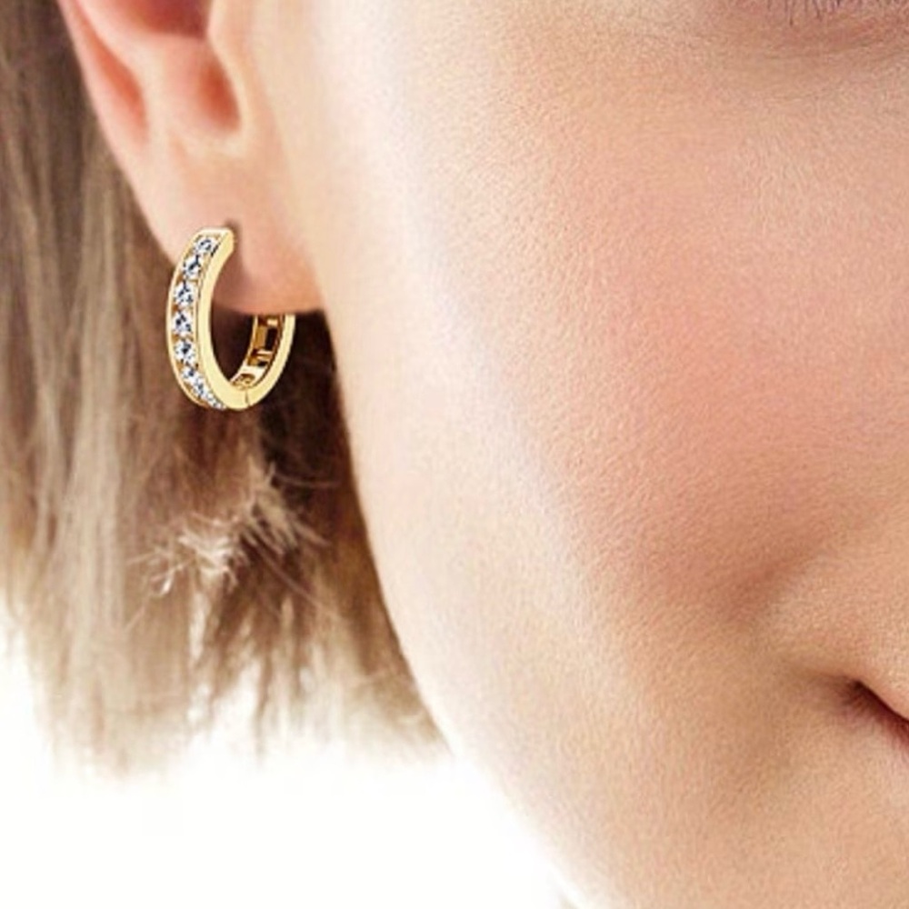 Gold S925 Sterling silver plated Mossanite Hoop Earrings